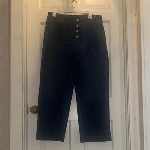 Chico’s Dark Blue Cropped Wide  Leg Jeans